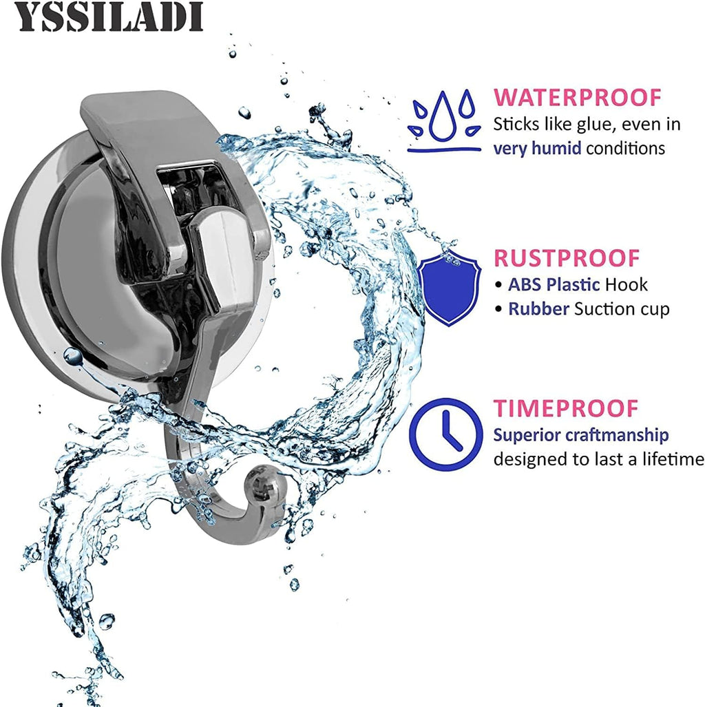 Heavy Duty Suction Cup Hooks for Shower, Bathroom Robe - Reusable, No Hole Punched, for Garland
