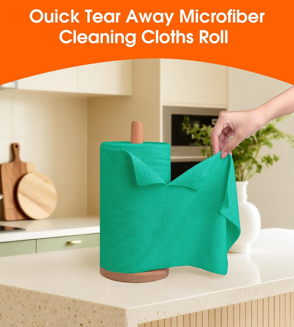 Roll of Microfiber Cleaning Cloth –100 Pack, Tear Away Microfiber Towels, Reusable, Washable