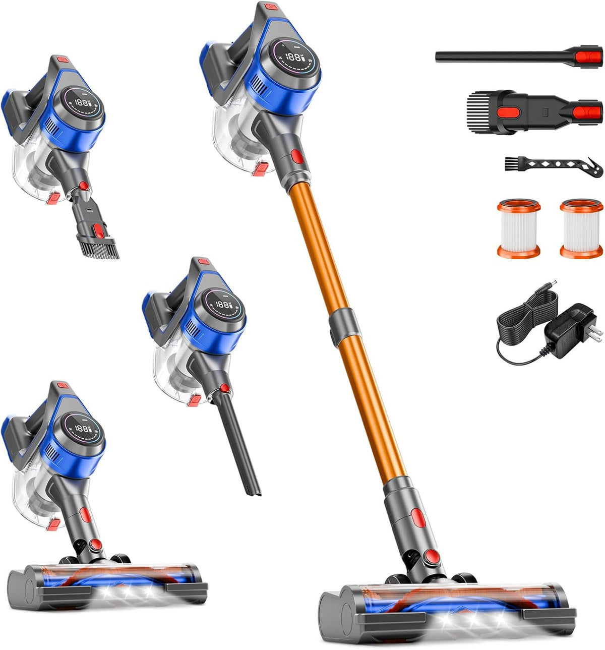Cordless Vacuum Cleaner, 45Kpa Vacuum Cleaner for Home, 45Mins Stick Vacuums with Battery Display