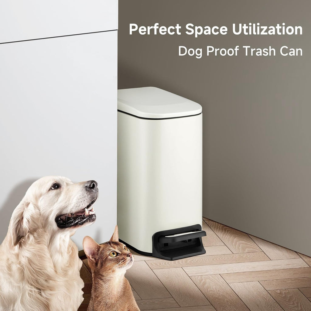 TIPGO Slim Bathroom Trash Can with Lid Soft Close, 6 Liter / 1.6 Gallon Stainless Steel Garbage