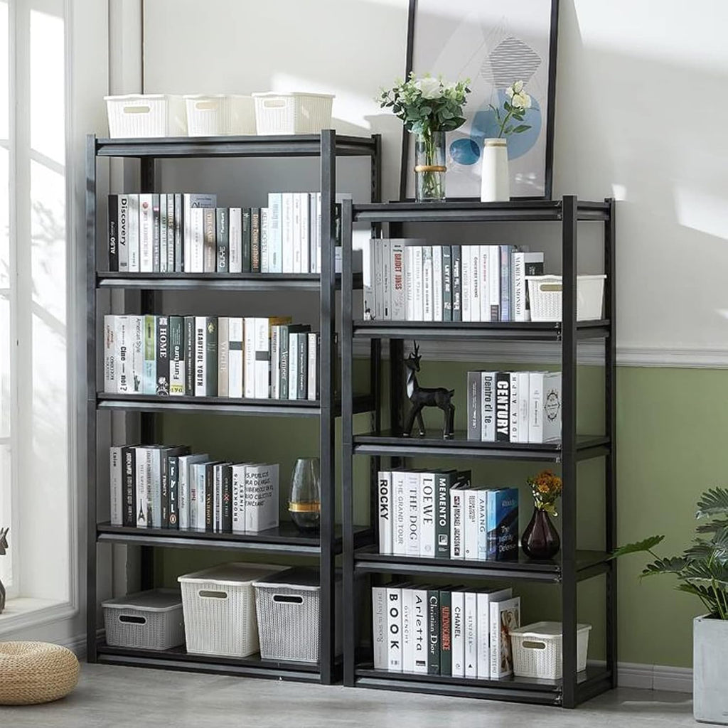 63" H Heavy Duty Garage Shelving, Metal Storage Shelves, Adjustable 5 Tier Metal Shelving Unit
