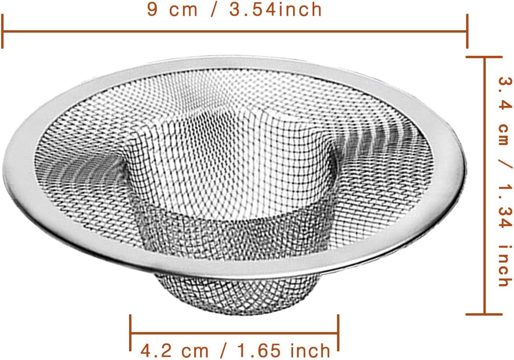 2pcs Heavy Duty Stainless Steel Slop Basket Filter Trap,3.54" Top / 1.65" Mesh Metal Sink