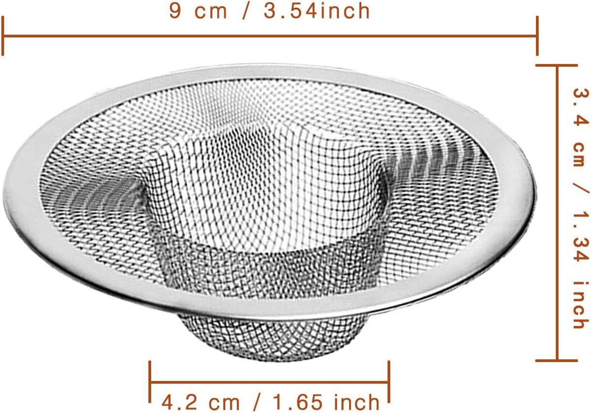 2pcs Heavy Duty Stainless Steel Slop Basket Filter Trap,3.54" Top / 1.65" Mesh Metal Sink