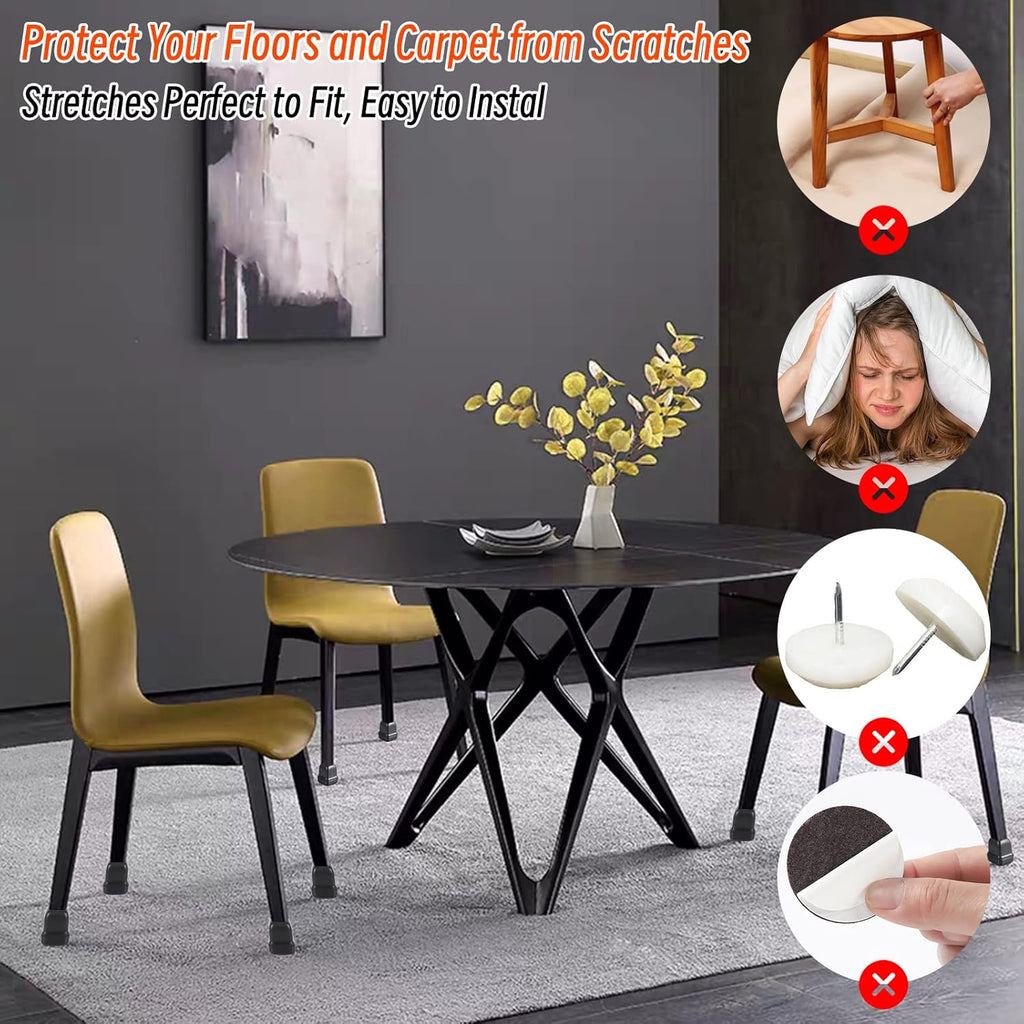 Ezprotekt 24 Pcs Chair Leg Sliders for Carpet, Square Black Teflon Furniture Glides Protectors