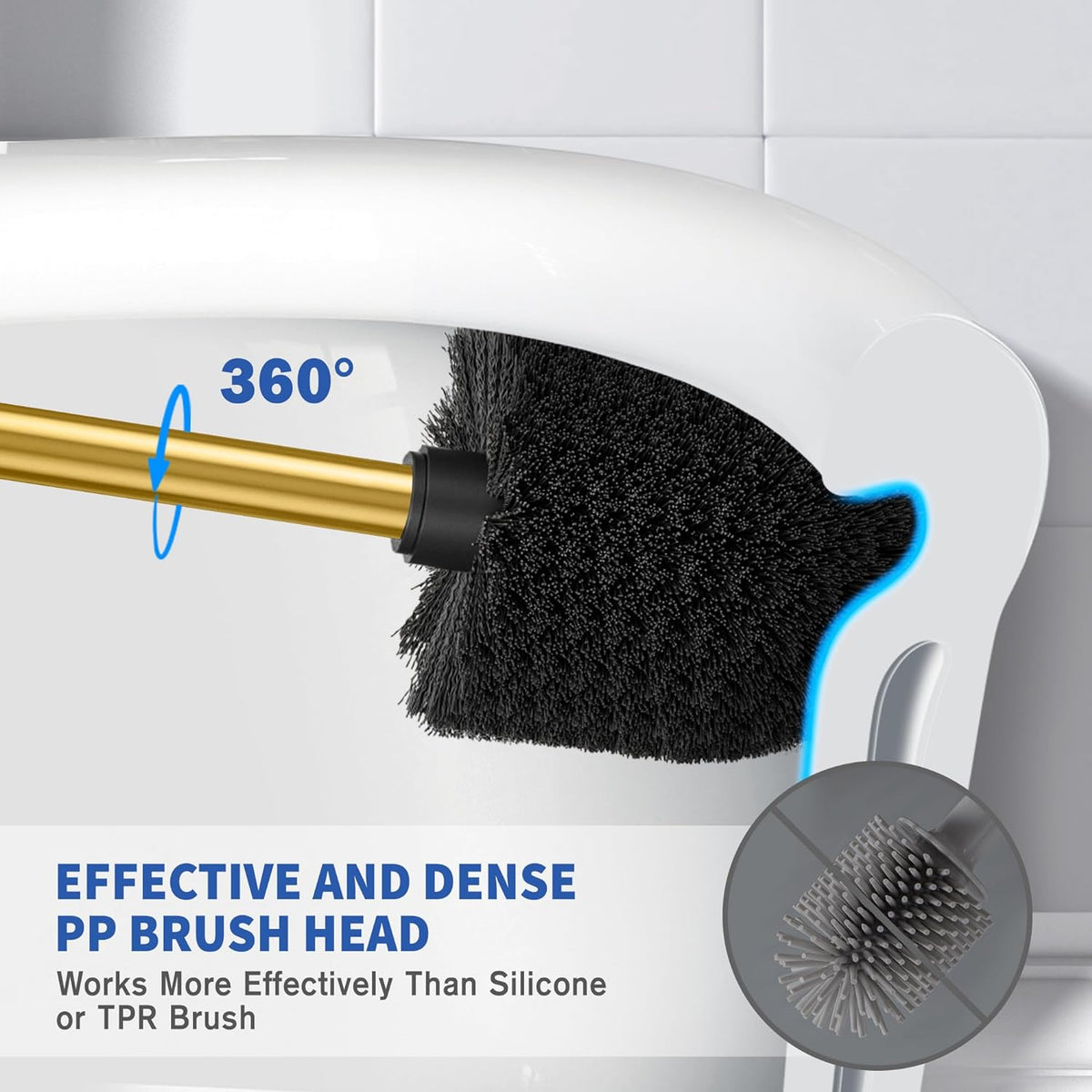 Toilet Brush and Holder, Toilet Brush Stainless Steel, Toilet Bowl Brush for Bathroom