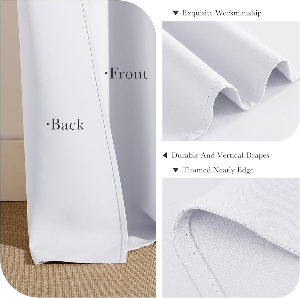 PONY DANCE Pure White Room Darkening Curtains - Energy Saving Drapes for Small Windows in Kitchen