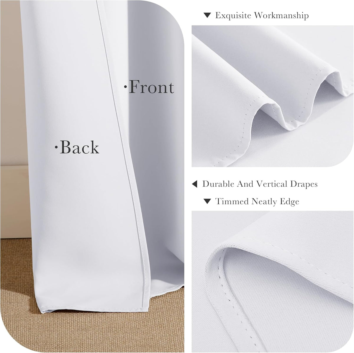 PONY DANCE Pure White Room Darkening Curtains - Energy Saving Drapes for Small Windows in Kitchen