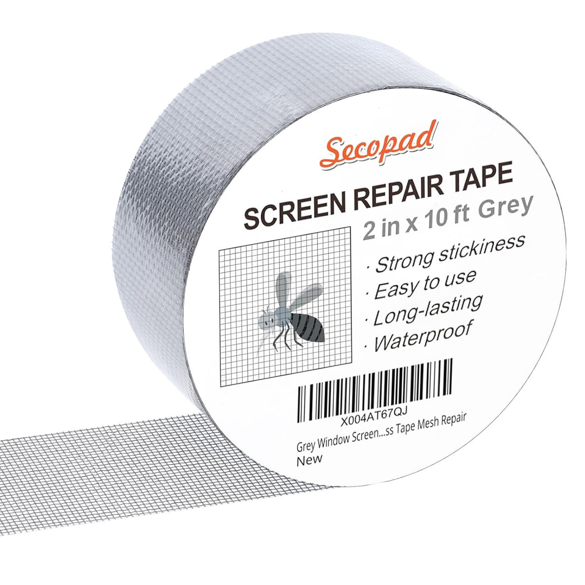Grey Window Screen Repair Tape, 2IN X 10FT Screen Repair Kit for Windows or Doors, Strong Adhesive