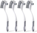 4-Pack Heavy-Duty Dish Scrub Brushes with Stiff Non-Scratch Bristles & Long Handle - Multi-Purpose