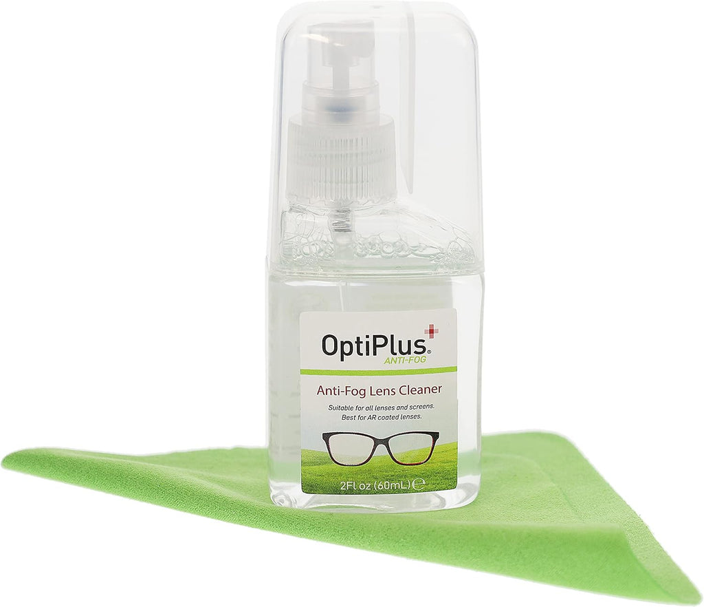OptiPlus Anti-Fog Lens Cleaning Spray Kit l Cleaning Spray and Microfiber Cloth for Glasses