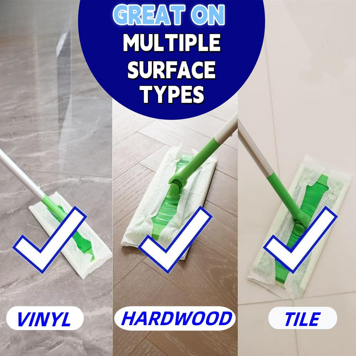 SUZZYVINE Dry Pads Refills 240 Count Dry Mop Refills for Floor Mopping and Cleaning, Dry Sweeping