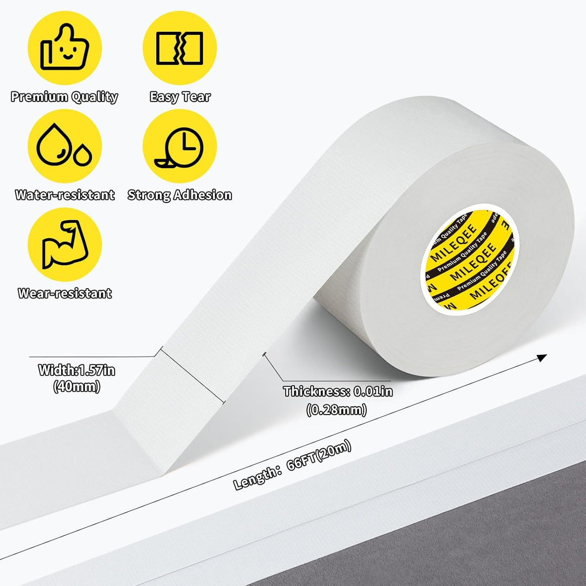 Duct Tape Heavy Duty Single Sided, Strong Adhesive High Strength, Waterproof Mesh Tape for Indoor