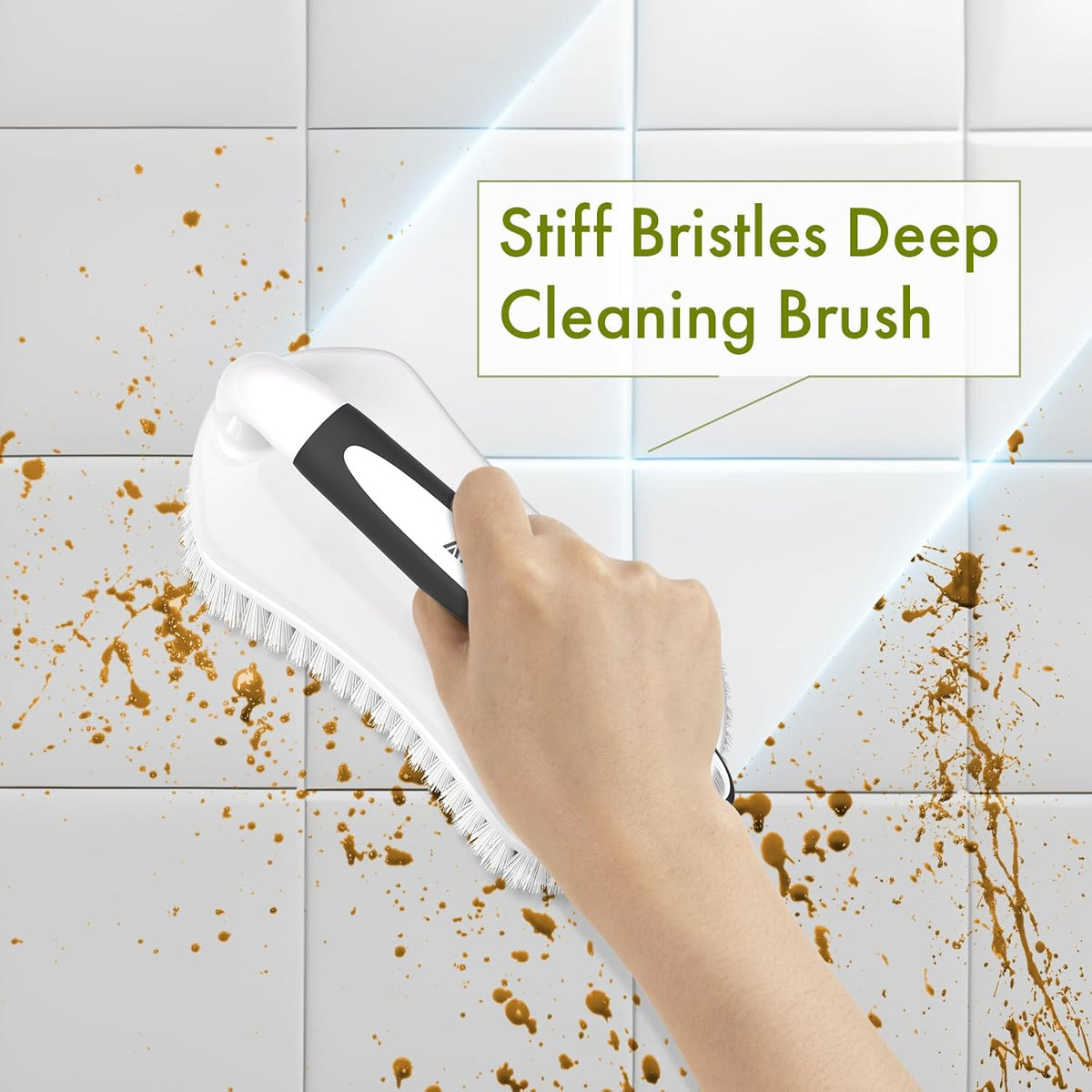 Amazer Scrub Brush for Cleaning Comfort Grip Bathtub Scrubber Stiff Bristles with Handle Heavy Duty