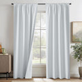 RYB HOME White Blackout Curtains for Bedroom, 100% Blackout Thermal Insulated Noise Reducing