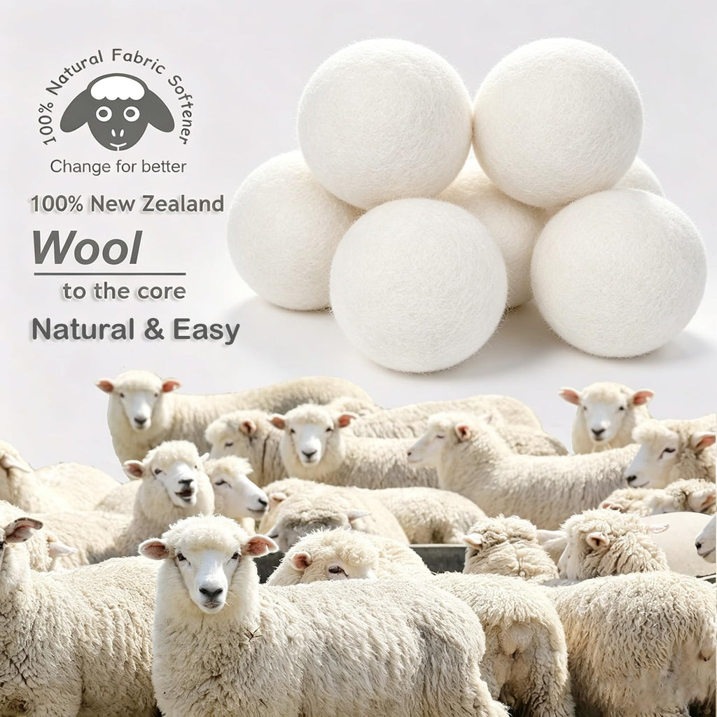 Budieggs Wool Dryer Balls XL 6-Pack, 100% New Zealand Wool Handmade