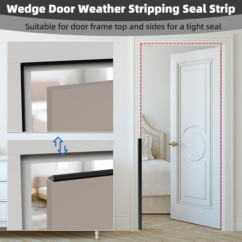 3Pcs×196" Wedge Weather Stripping Door Seal Strip for Door Frame & Window,Self Adhesive Window