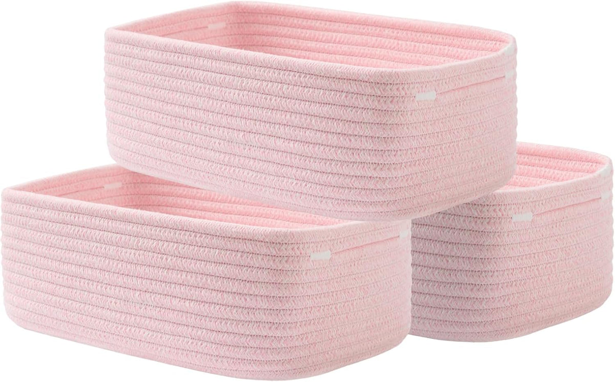Small Woven Basket, 12 x 8 x 4.5 Inches, Storage Basket for Organizing, Cute Small Rope Shelf