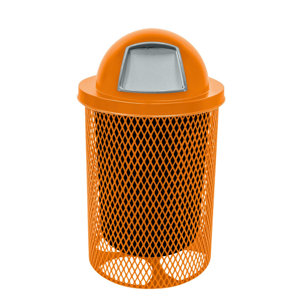 COATEDOUTDOORFURNITURE RDT-ORG Heavy Duty 32 Gallon Round Trash Receptacle, Liner Included, Orange