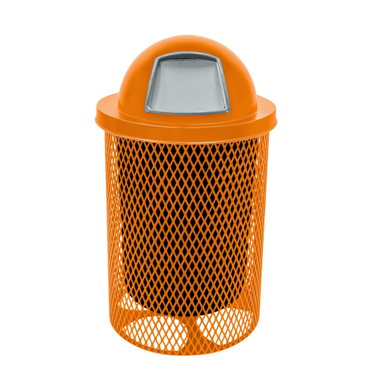 COATEDOUTDOORFURNITURE RDT-ORG Heavy Duty 32 Gallon Round Trash Receptacle, Liner Included, Orange
