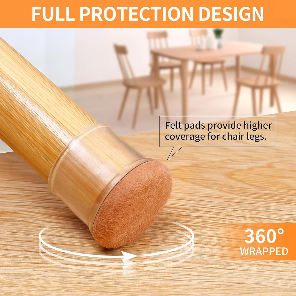 Ezprotekt 8 Pcs Extra Large Chair Leg Protectors with Felt, Silicone Felt Furniture Pads, Floor