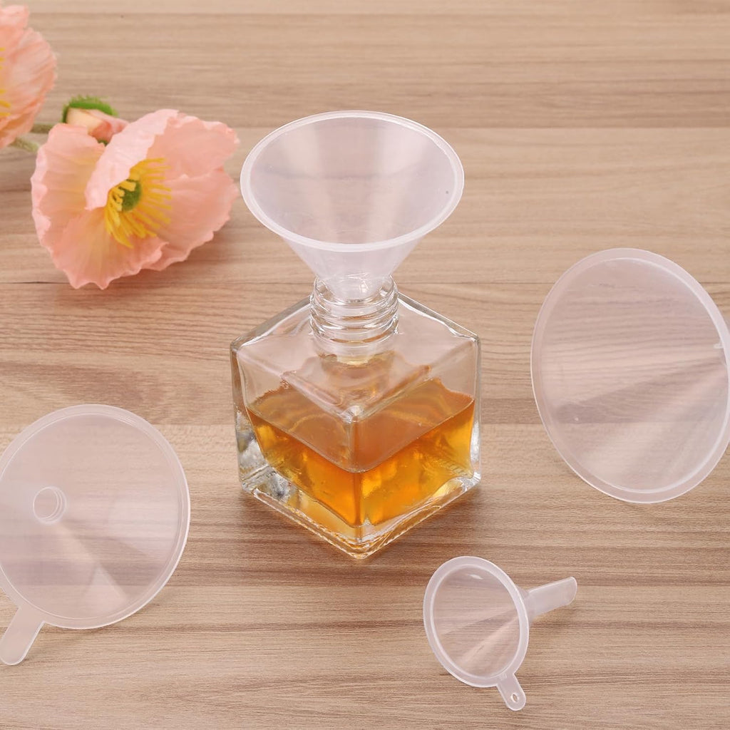 PATIKIL 3.5 Inch Clear Plastic Funnel, 8 Pcs Wide Mouth Multipurpose Transfer Funnel with Long