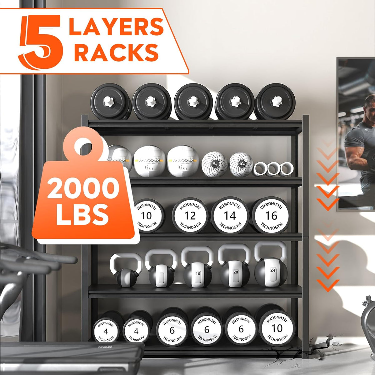 48.2" W Garage Shelving 3000LBS Storage Shelves Heavy Duty Garage Storage Shelves Adjustable 5 Tier