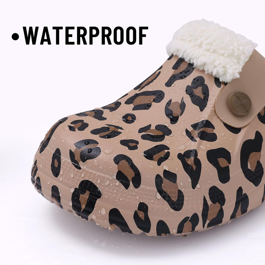 Beslip Classic Fur Lined Clogs Waterproof Winter Fuzzy Slippers for Women Men Indoor and Outdoor