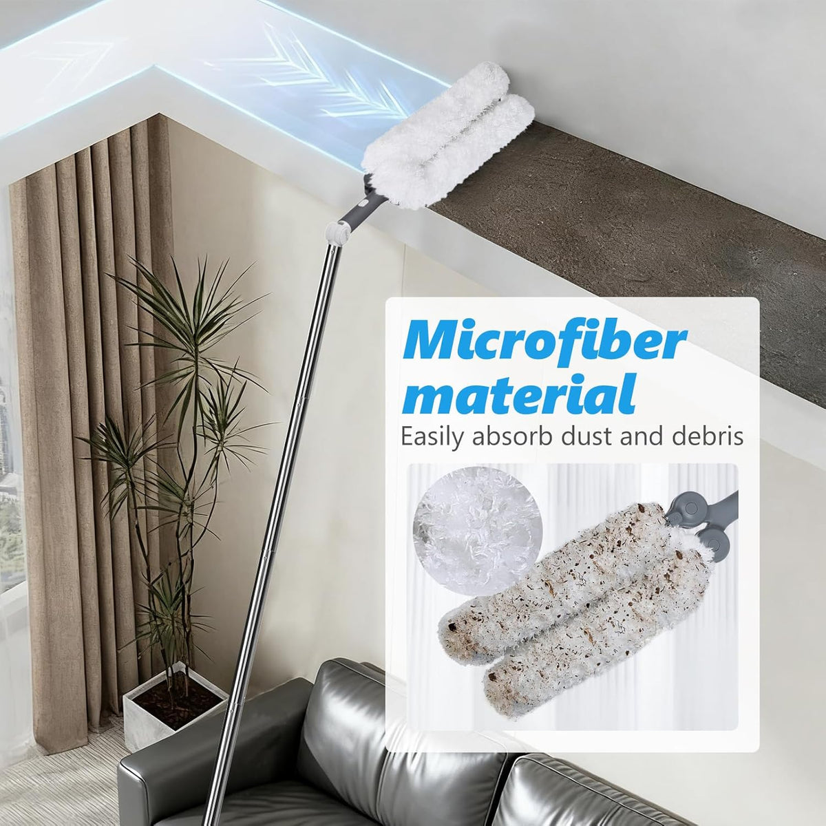 Masthome Microfiber Duster,Microfiber Feather Dusters with Adjustable Angle Head, Adjustable Cobweb