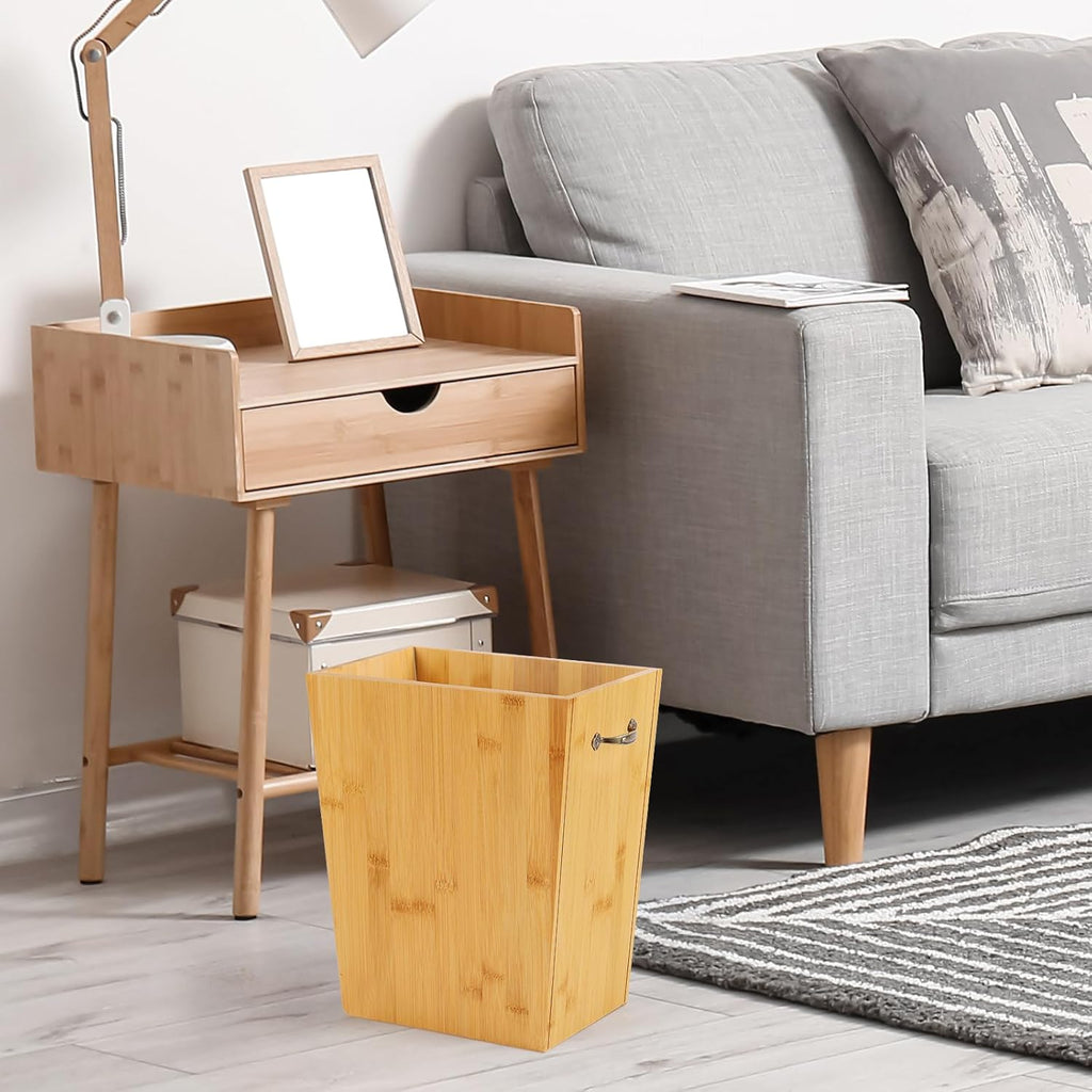 SEHERTIWY Wood Trash Can, Farmhouse Wastebasket Bin for Bathroom, Office, Bedroom, Living Room