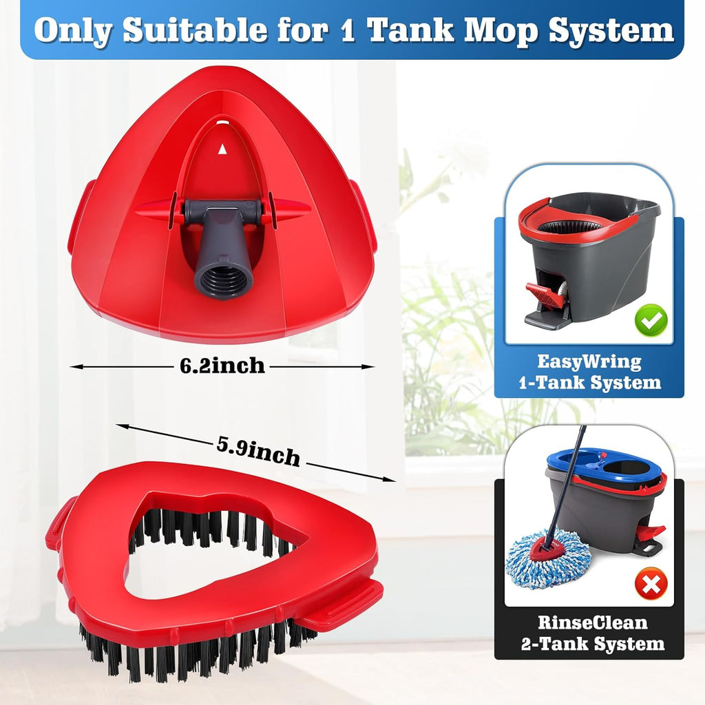 2 Pcs Mop Scrub Brush Head and 1 Mop Base Part Replacement for EasyWring 1 Tank System, Hard