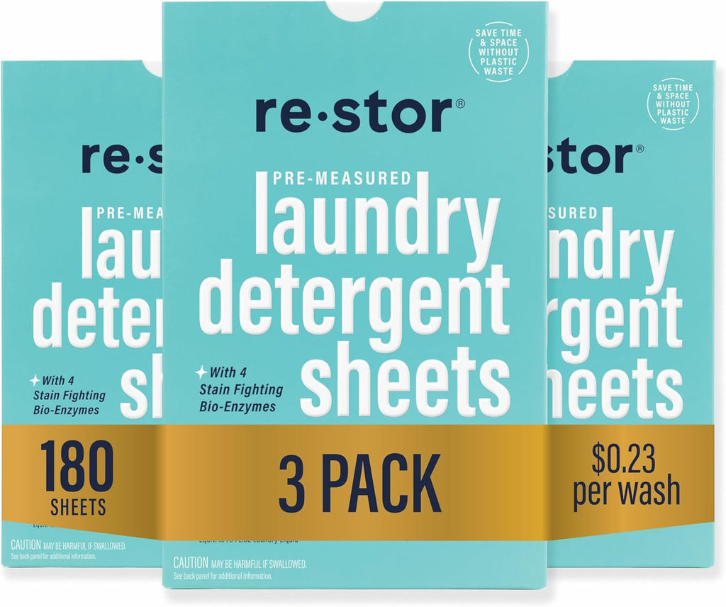 restor Laundry Detergent Sheets Fresh Linen 180 Loads | Eco Friendly Plastic Free Travel Laundry