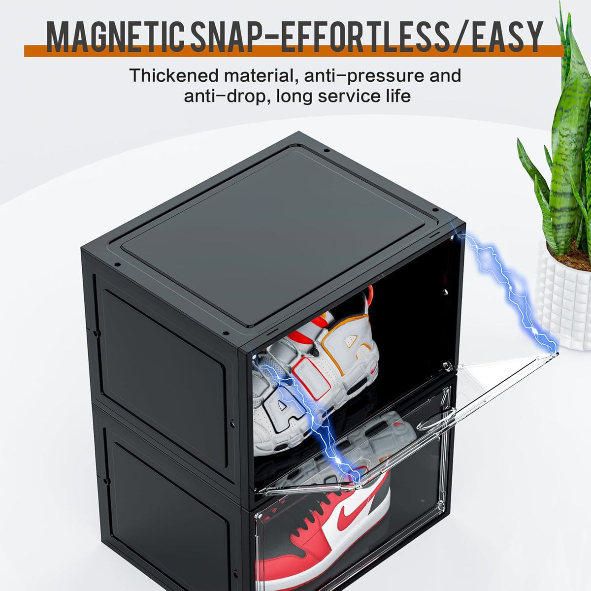 KEFA XL Shoe Storage Box Organizer, 6 Pack Shoe Boxes Clear Plastic Stackable, Sneaker Display Case