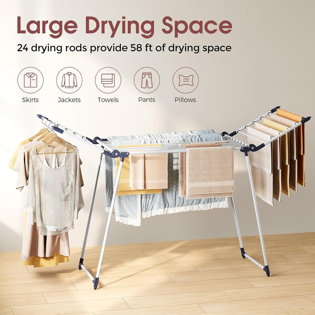 APEXCHASER Clothes Drying Rack Foldable, Large Drying Rack Clothing, Winged Laundry Rack Folding