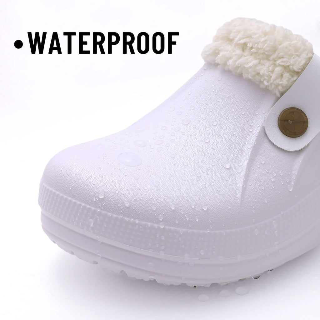 Beslip Classic Fur Lined Clogs Waterproof Winter Fuzzy Slippers for Women Men Indoor and Outdoor