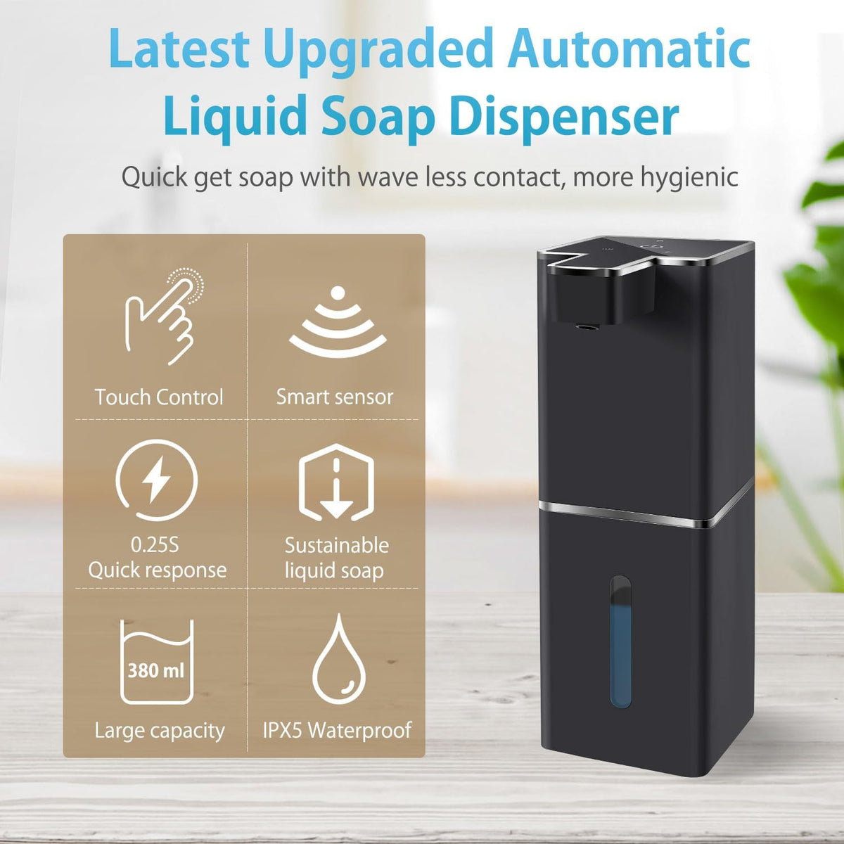 Automatic Liquid Soap Dispenser Touchless Soap Dispenser 380ml/12.8oz Rechargeable, Wall Mounted,4