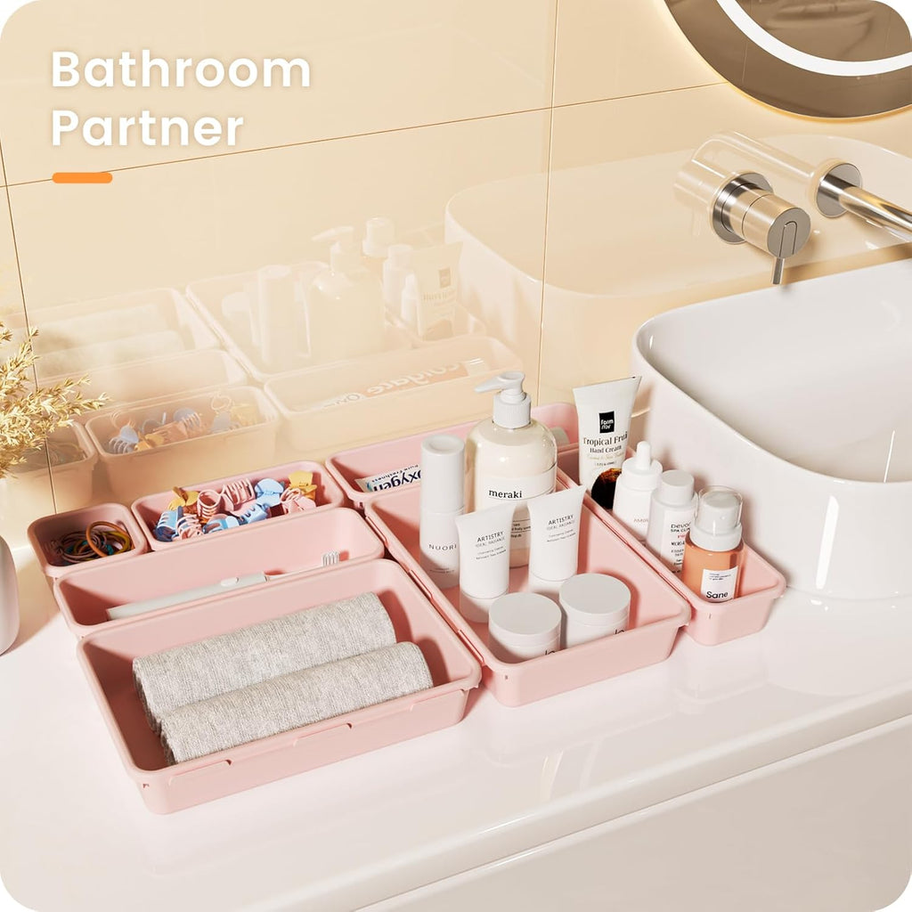 A-LuGei 【28PCS】 Drawer Organizer, Bathroom Organizers and Storage, Makeup organizer, Desk drawer