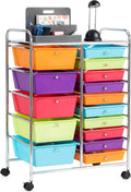 GOFLAME 15-Drawer Rolling Storage Cart, Multipurpose Movable Organizer, Utility Cart for Home