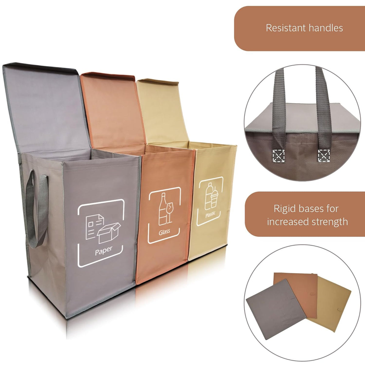 NYIKA - Recycling Organizer - Reusable Recycling Bags - Recycling Sorter - Trash Sorting Bins - 3