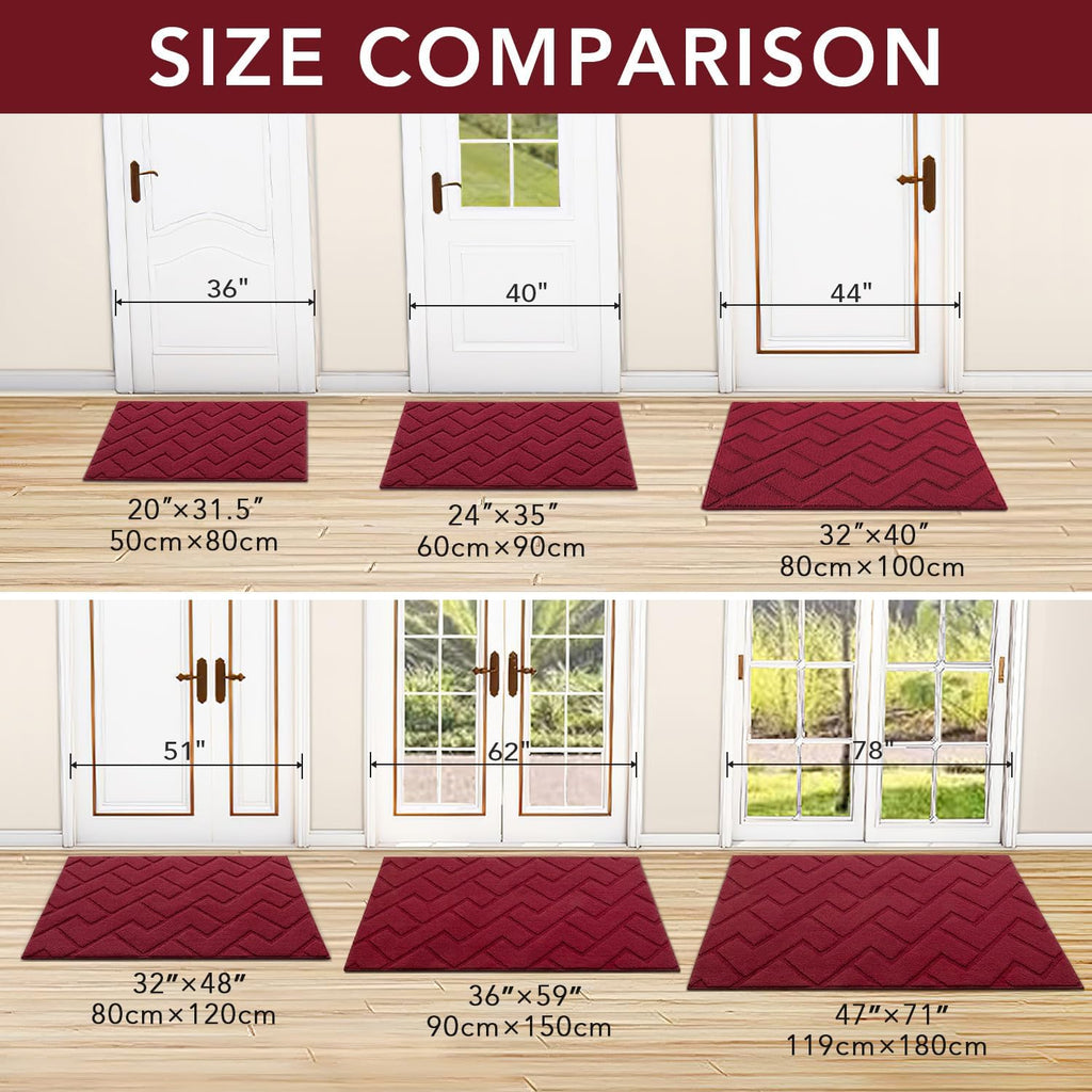 hicorfe Front Door Mat Outside Entrance,24"x35" Absorbent Muddy Dirt Resist Welcome Door Mats