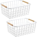 Kitchen Wire Baskets Farmhouse Decor Metal Food Storage Organizer,Household Refrigerator Bin with