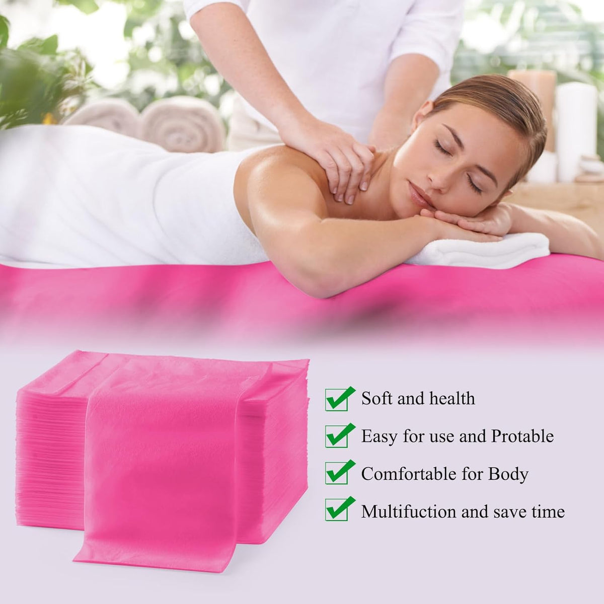 100Pcs Disposable Massage Table Sheets 31.5" x 71" Non-Woven Fabric Bed Covers for Ultimate Hygiene