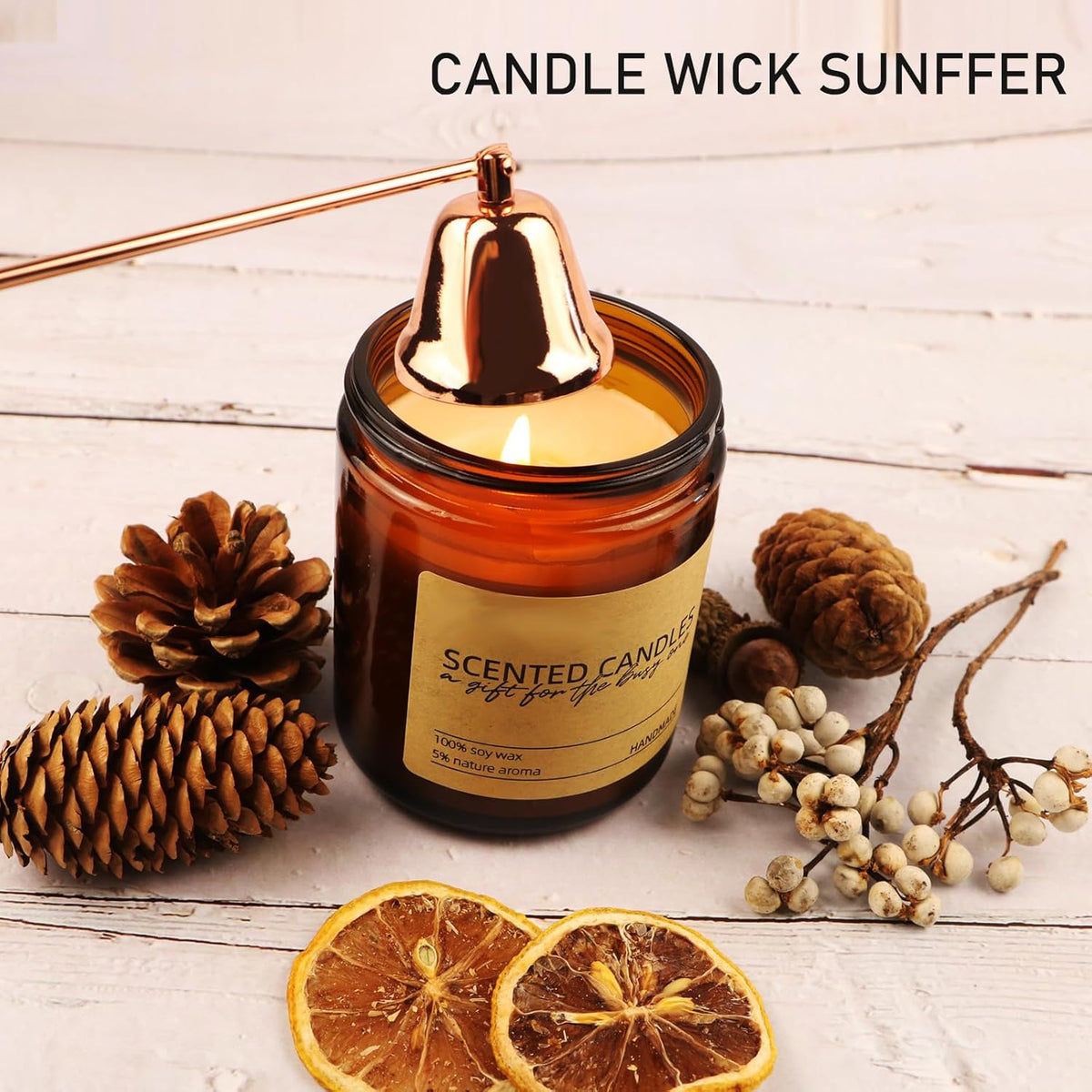 4 in 1 Elegant Candle Accessory Set, Rechargeable Lighter, Candle Wick Trimmer Cutter, Candle