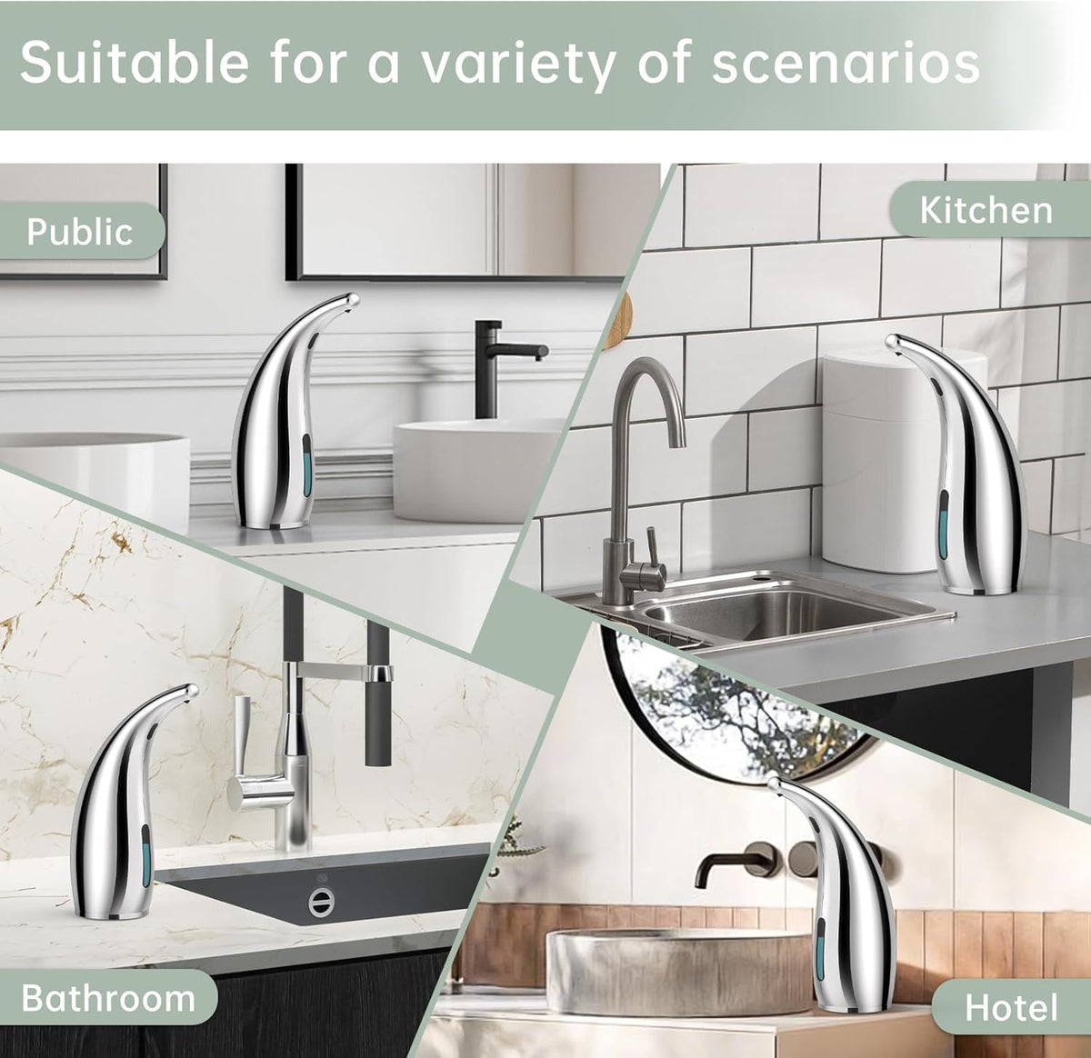 Automatic Liquid Soap Dispenser,300ML Touchless 4 Gear Adjustable,Countertop Electric Battery