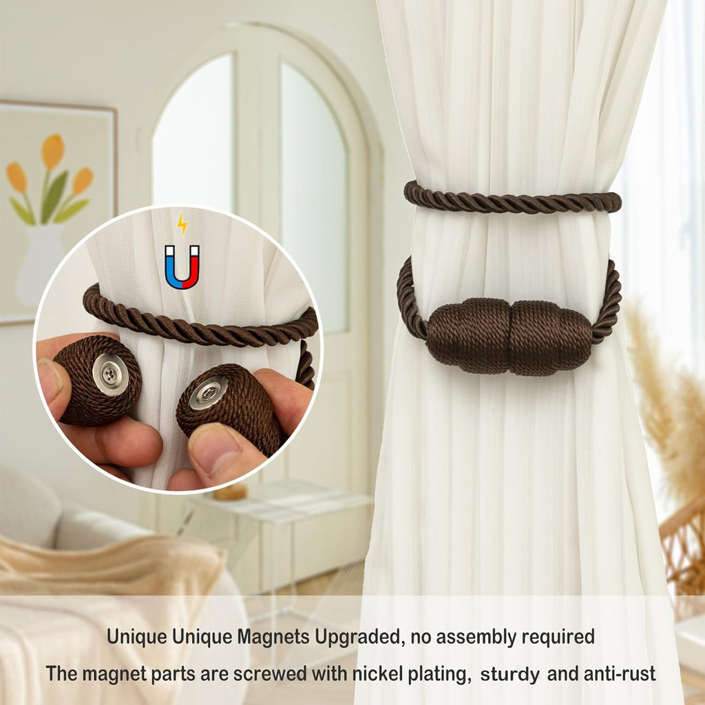 Magnetic Curtain Tiebacks Rope Curtain Tie Backs for Curtains 8 Pack Curtain Holders for Drapes