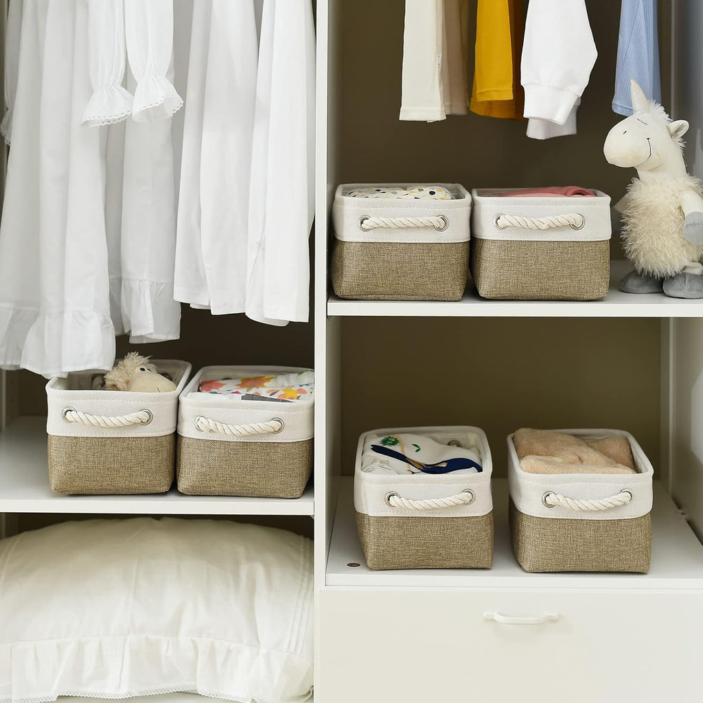 TcaFmac Storage Bins for Shelves - Small 6 Pack Collapsible Storage Basket for Organizing, Fabric