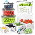 5 Pack Fruit Storage Containers for Fridge - Clear Berry Containers with Colander, Airtight Fridge