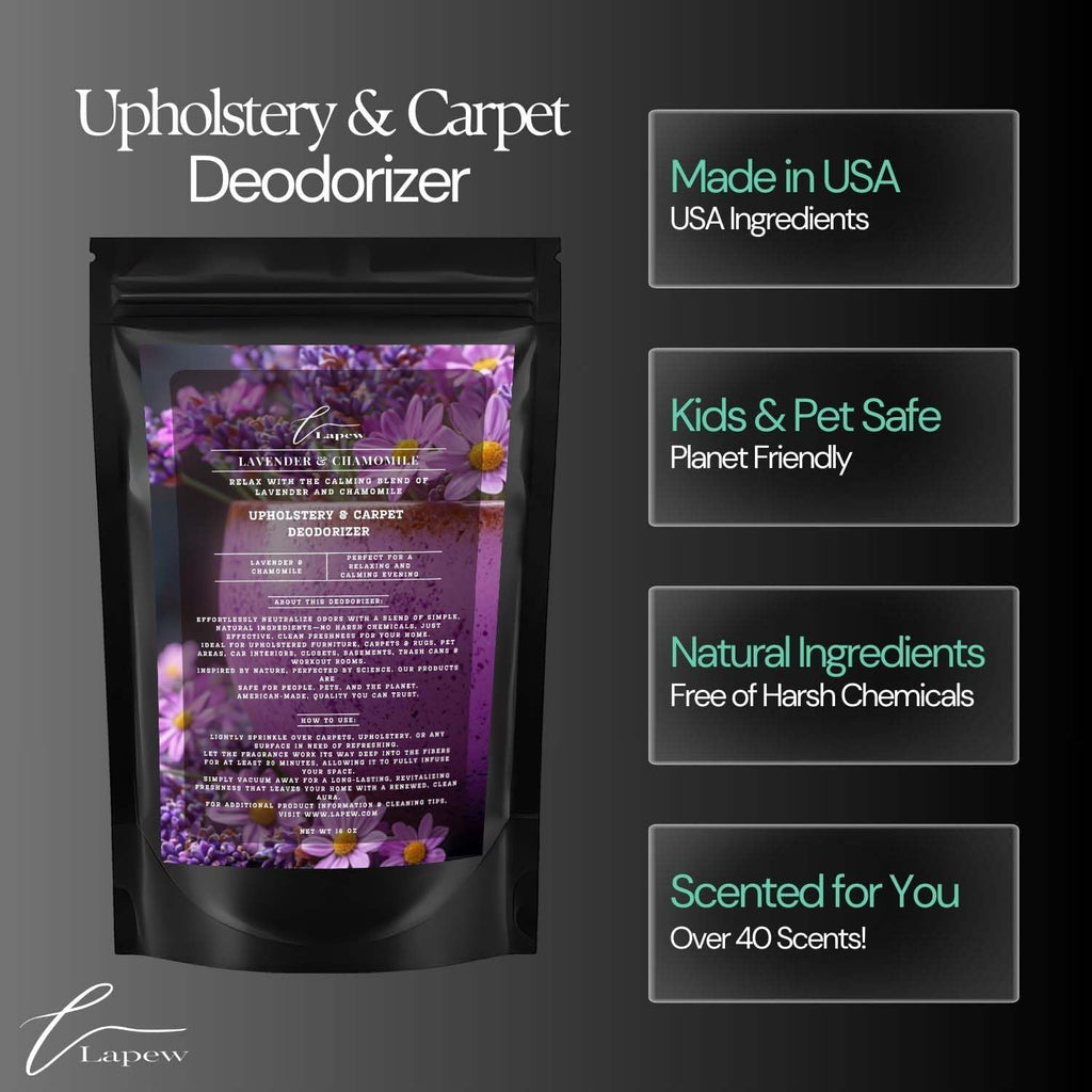 Lavender Chamomile Carpet Freshener Powder: Powerful Odor Eliminator for Home, Upholstery