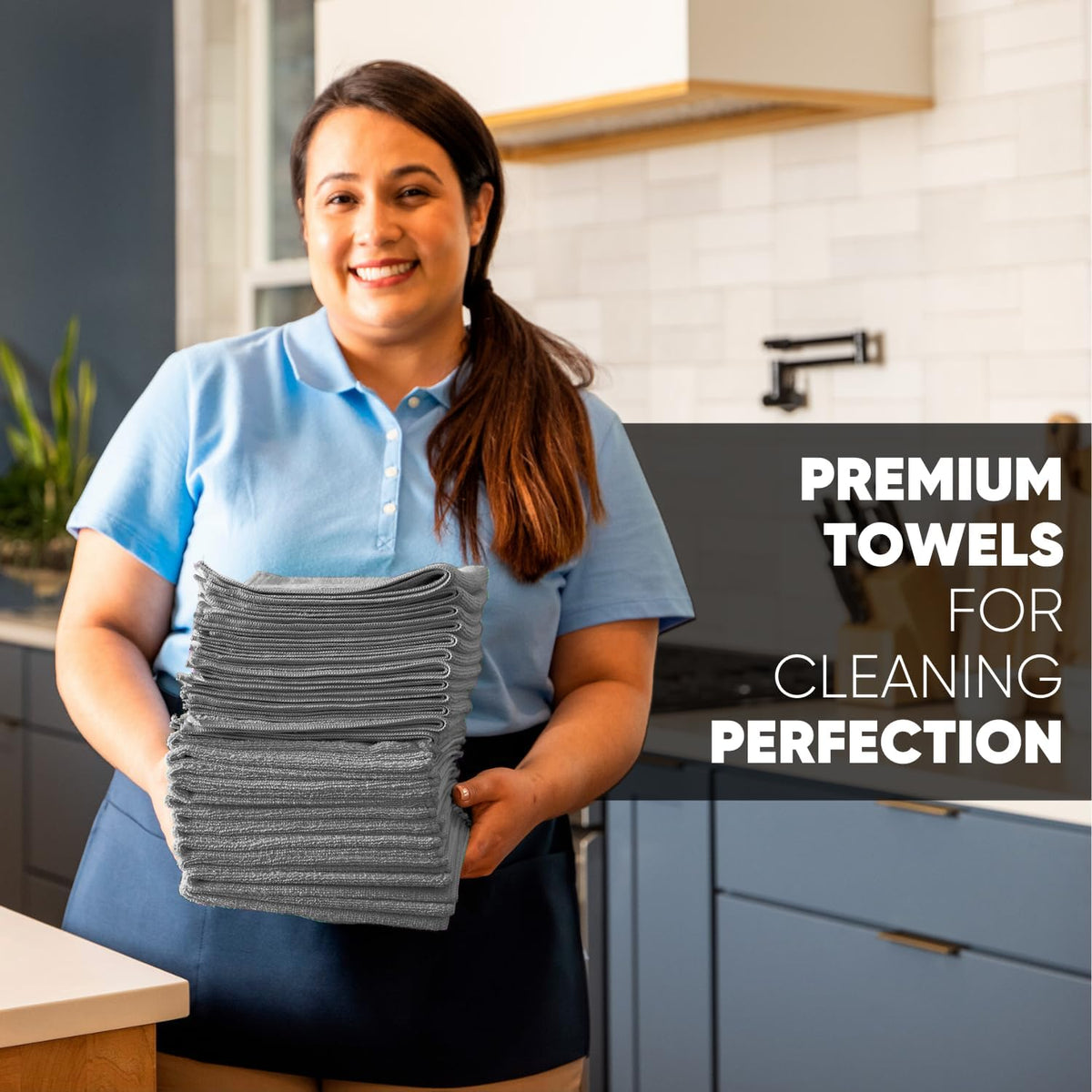 12" x 12" MW Pro Multi-Surface Microfiber Cleaning Cloths | Gray - 48 Pack | Premium Microfiber