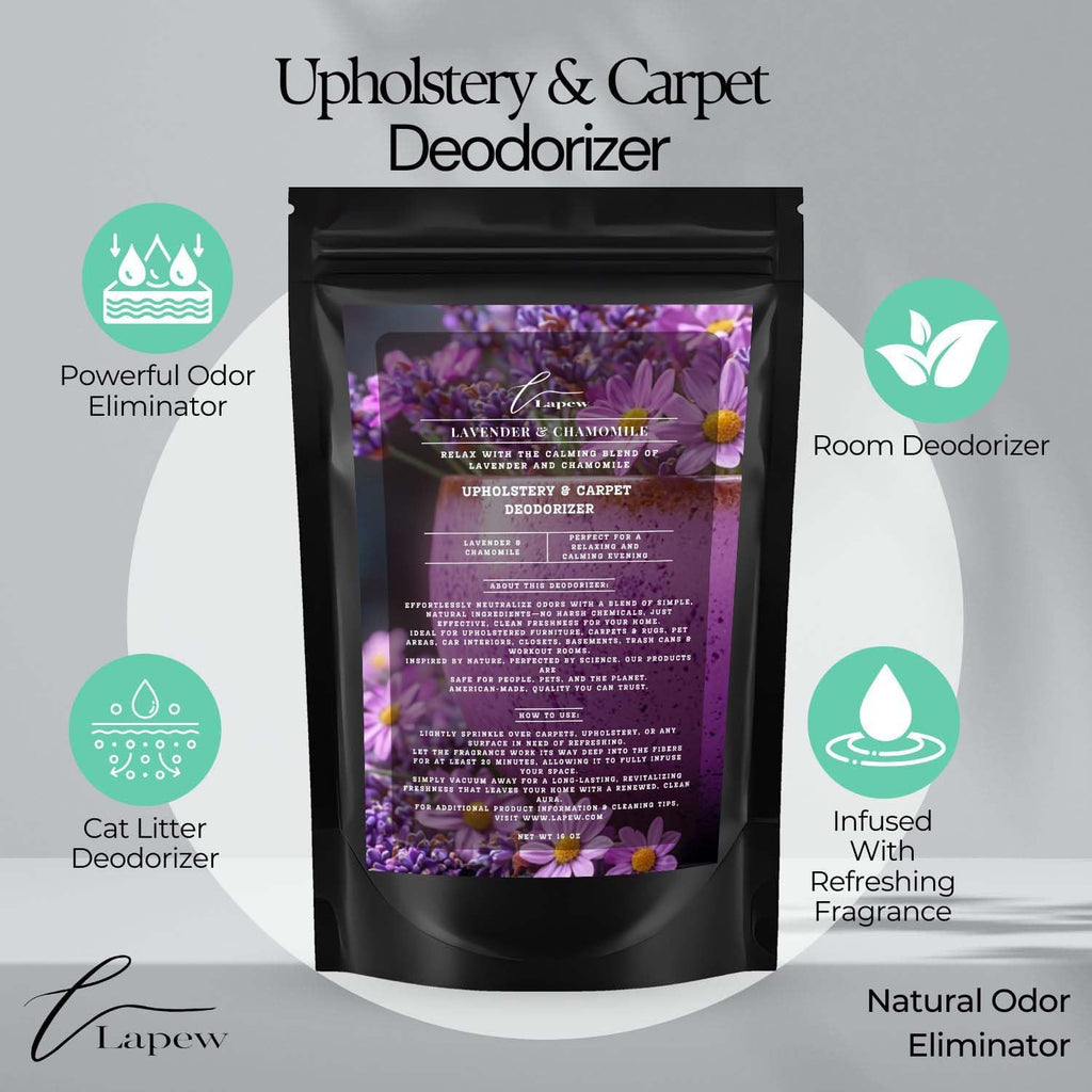 Lavender Chamomile Carpet Freshener Powder: Powerful Odor Eliminator for Home, Upholstery