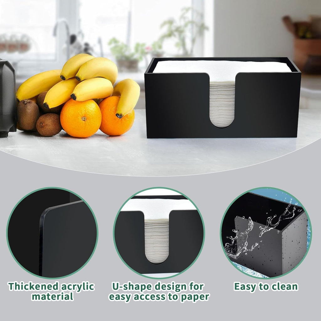 4Pack Black Acrylic Countertop Paper Towel Dispenser, Napkin Dispenser, Multifold Acrylic Paper